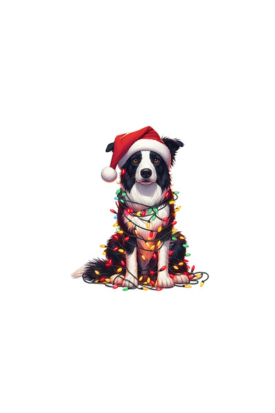 INOVATIX Set de 8 autocolante Border Collie decorate cu Crăciun, INOVATIX®. 6 cm