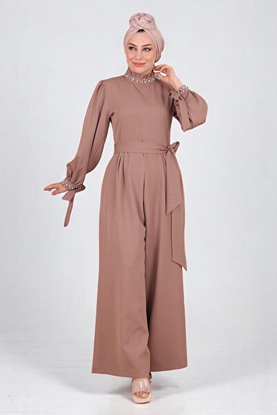 Missvalle Pearl Detailed Jumpsuit Dress Mink Msw19152-3