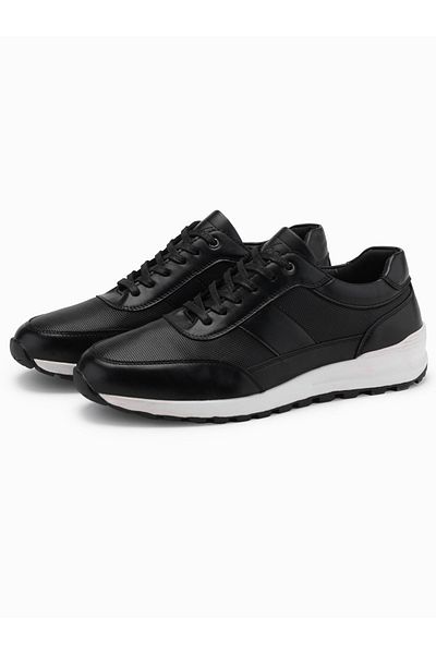 OMBRE Sportliche Herren-Sneakers aus Leder - schwarz V2 OM-FOSL-0181 42