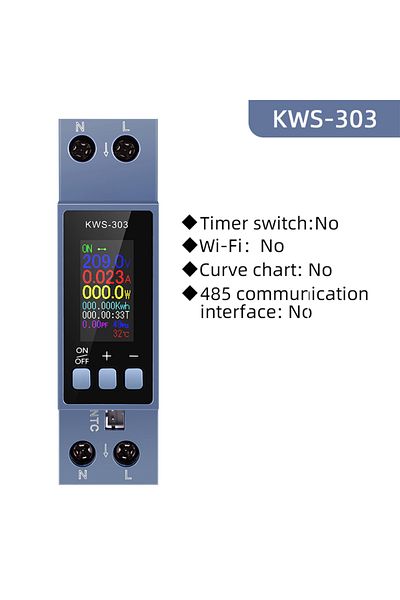 Choice KWS-303 8 in1 Energy Meter KWS-303 AC Meter Color Screen Voltage Current Power Meter Smart Timer Swi