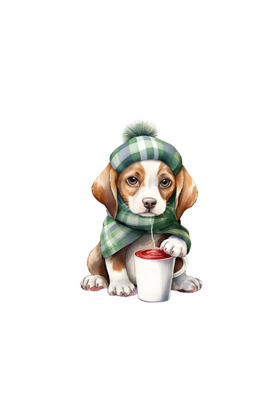 INOVATIX Set de 8 piese, autocolant Beagle bând ciocolată caldă, INOVATIX®. 6 cm