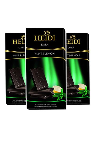 Heidi Ciocolată cu lămâie neagră și mentă 80 g x 3 bucăți