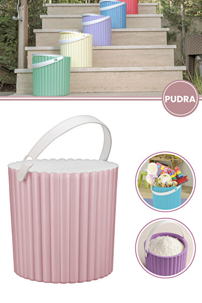 12den Kulplu Kapaklı Çok Amaçlı Kova 12 Lt, Un Bakliyat Deterjan Oyuncak Temizlik Kovası (25x25cm) Pudra