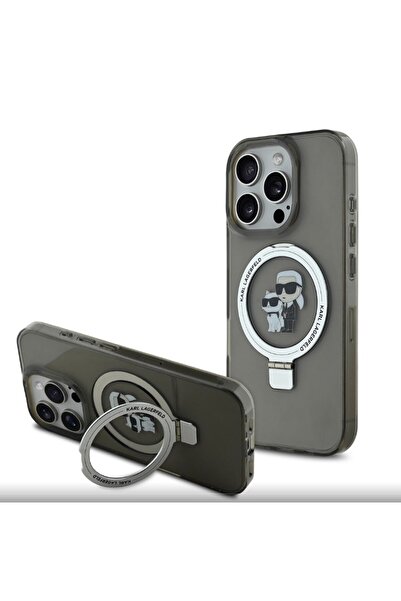 Karl Lagerfeld KARL LAGERFELD Dark Clear Case for iPhone 16 Pro - Original Design with Built-in Kickstand and MagSafe Support by CG Mobile