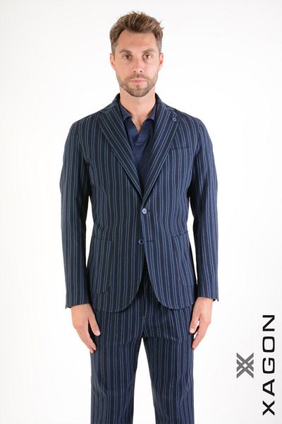 EXAGON STRIPED PATTERN JACKET - XAGON - DARK BLUE, 54