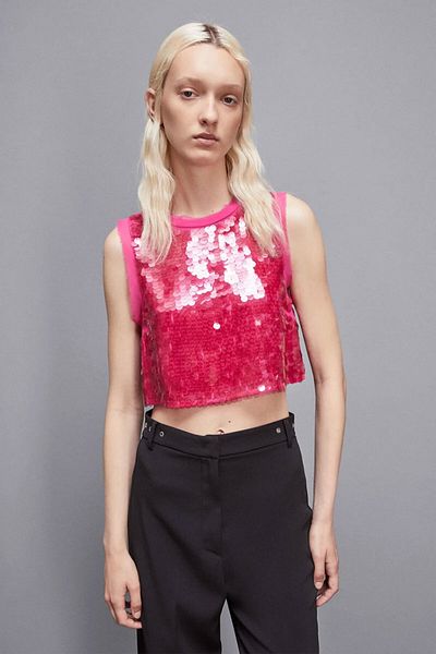 Patrizia Pepe SEQUIN TOP - PATRIZIA PEPE - 38, FUCHSIA