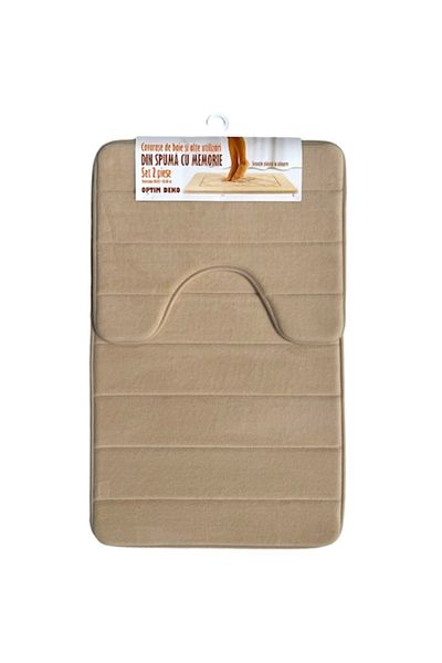 OPTIM DEKO Set 2 covorase baie, spuma cu memorie, 80x50 & 50x40cm, crem