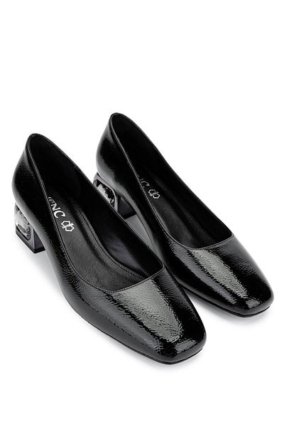 Tamer Tanca Women's Vegan Black Patent Leather Heeled Shoes