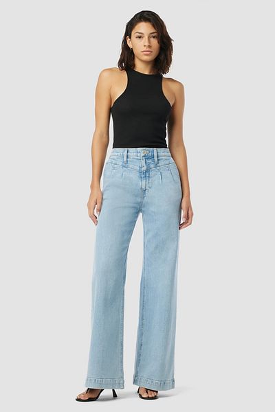 Hudson JODIE PLEATED FRONT YOKE WIDE LEG JEANS - HUDSON - BLUE, 29