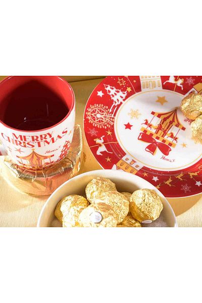 Decorer Set mug, plate, and bowl porcelain Christmas 23x9.5x19.5 cm
