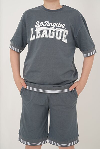 HayKids طقم شورت للأولاد برقبة دائرية من قماش ذو خيطين