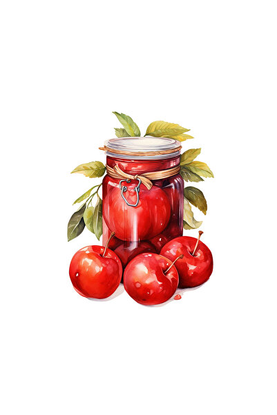 INOVATIX Set de 8 piese, Borcan autocolant cu compot de mere, INOVATIX®. 6 cm