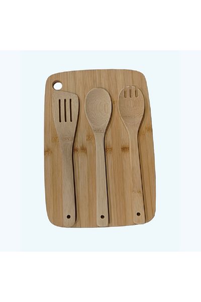 Bien Servi 4-Piece High Quality Bamboo Cutting Board Set Brown