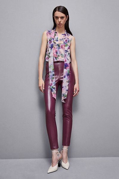 Patrizia Pepe Eco-leather Pants - - 38, Bordeaux