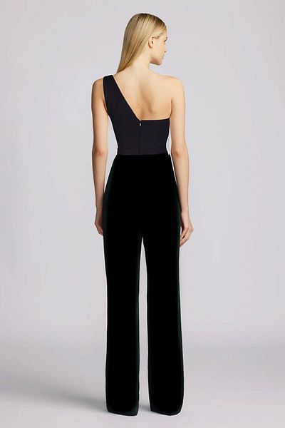 ZAC POSEN Off-shoulder Flower Jumpsuit - - Black, 38