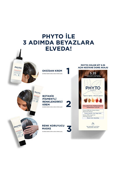 Phyto Coloramonyaksız Kalıcı Doğal Içerikli Bitkisel Saç Boyası 5.35 Açık Kestane Dore Akaju