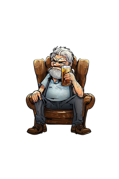 INOVATIX Set de 8 piese, autocolant bătrân încruntat bând bere, INOVATIX®. 6 cm