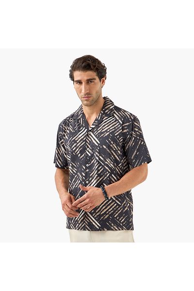 Iconic Iconic Abstract Print Shirt with Short Sleeves