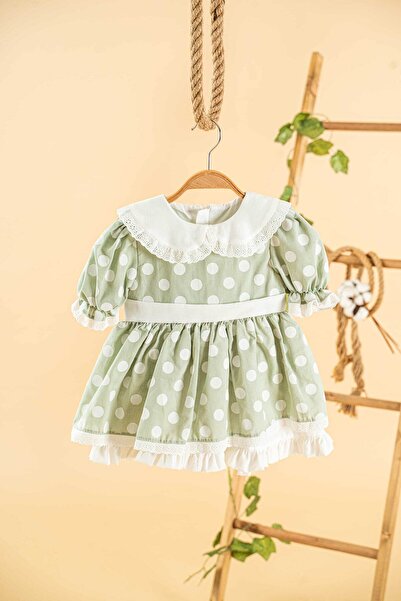 Mini Chics Puantiyeli Kısa Kol Kız Bebek Elbise