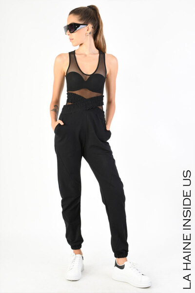 La Haine Inside Us PANTALONI REGULARI DIN CATIFEA - - NEGRU, XS