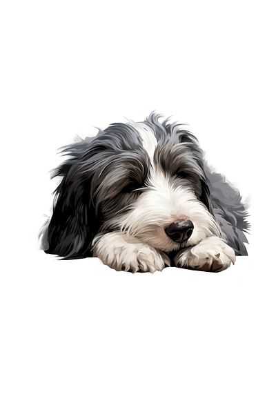 INOVATIX Set de 8 piese, autocolant Bearded Collie, INOVATIX®. 6 cm