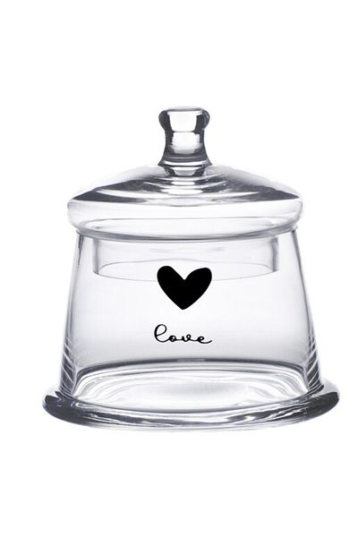 Clayre & Eef Heart Glass Jar 12x13 cm