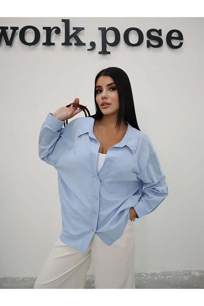 Hatun Atila Cămașă cu mânecă lungă 5191 Albastru