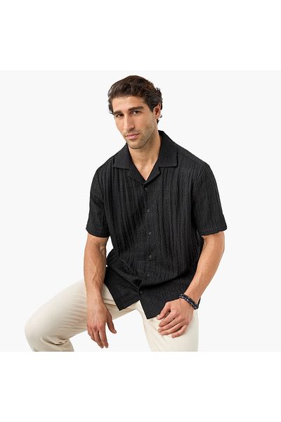 Iconic Textured Shirt with Short Sleeves
