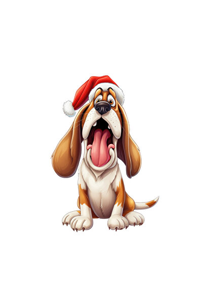 INOVATIX Σετ 8 τεμαχίων, Αυτοκόλλητο Basset Hound με Καπέλο Άγιου Βασίλη, INO...