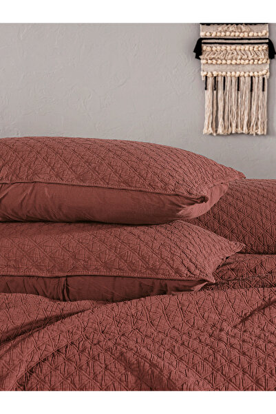 BED LİNE Cambridge Yatak Örtüsü Seti Çift Kişilik Kiremit Kutulu