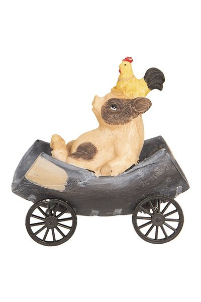 Clayre & Eef Figurine Piglet and Rooster from Polyresin 11x6x11 cm