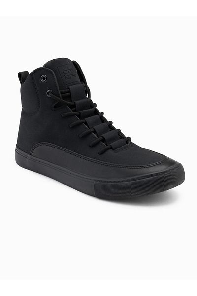 OMBRE Herren-Sneakers mit Knöchelriemen und dekorativen Laschen - schwarz V4 OM-FOSH-0176 43