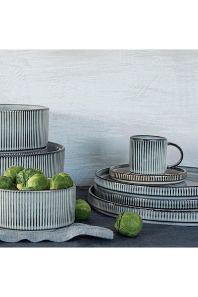 EasyLife Domus Glossy Glaze Coated Ceramic Bowl Blue Grey 20.5cm