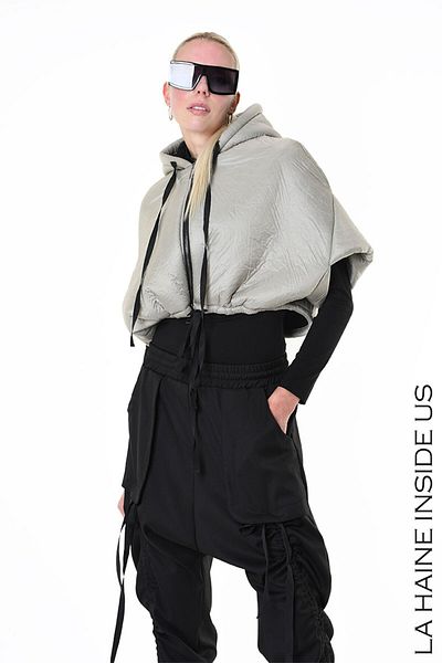 La Haine Inside Us HOODED CROP JACKET - LA HAINE INSIDE US - M/L, GREY