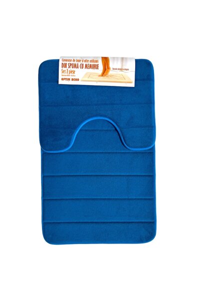 OPTIM DEKO Set 2 covorașe de baie, spumă cu memorie, 80x50 și 50x40cm, albastru