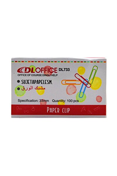 Linea Colored Paper Clips 33 mm Box of 100 (Dl733)