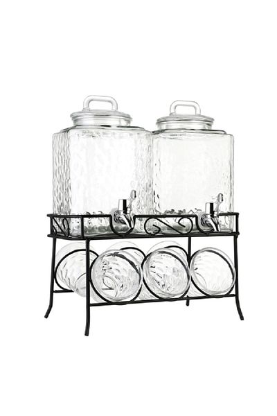 Bien Servi 8-Piece Contemporary Design Glass Dispenser Set with Spoon Clear