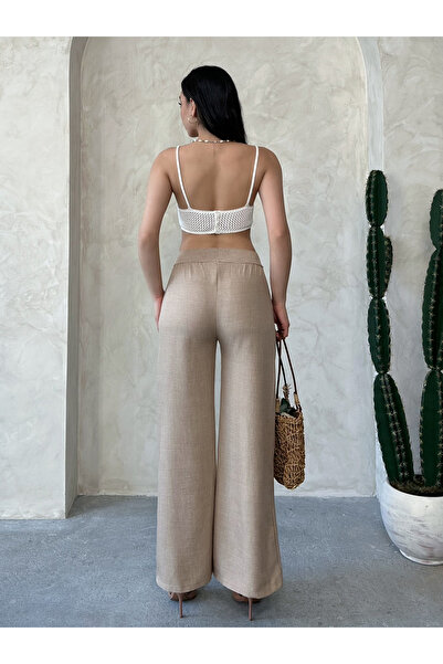 MD trend Women's Straw Corsage Loose Pants