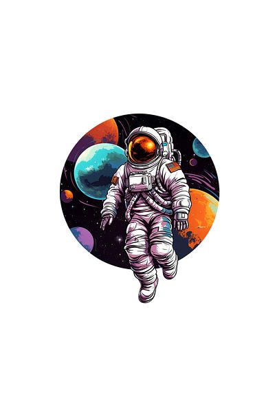 INOVATIX Set de 8 piese, autocolant astronaut în spațiu Albert, INOVATIX®. 6 cm