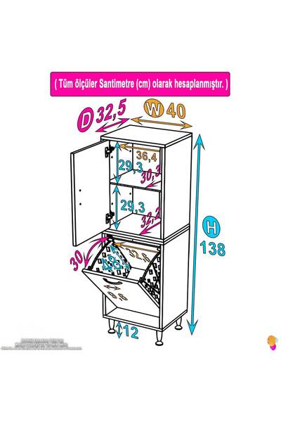 Modilayn İlkim Banyo Dolabı Alt Modül Çamaşır Sepeti (40 cm Genişlik)