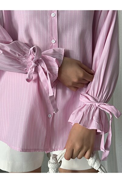 MD trend Γυναικείο πουκάμισο με ριγέ μανίκια