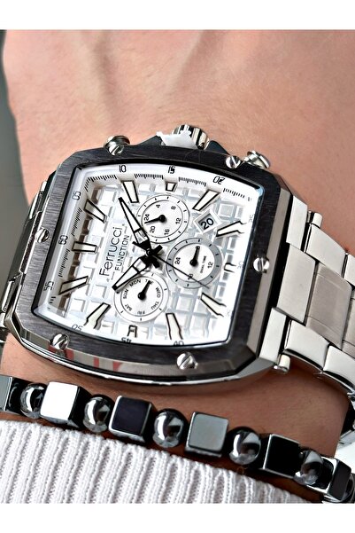 Ferrucci Ferrucci̇ Function Silver Metal Men's Watch with White Dial