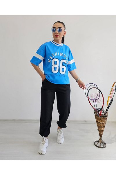 6 butik altı üstü butik Number Print T-Shirt
