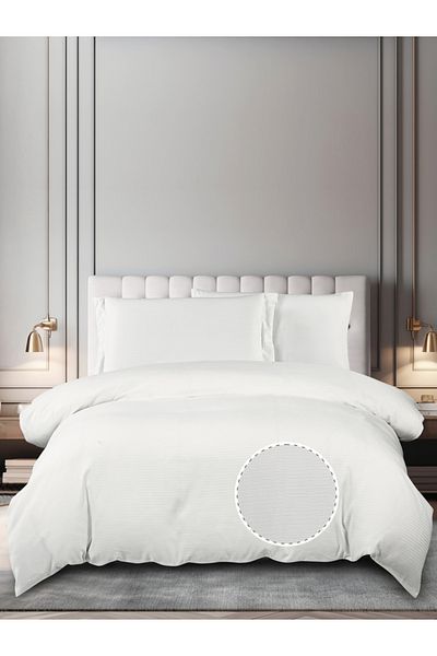 Donetella 4-Piece Hotel Striped Duvet Cover Set, King Size 170x230 cm, Microfiber, Without Filler