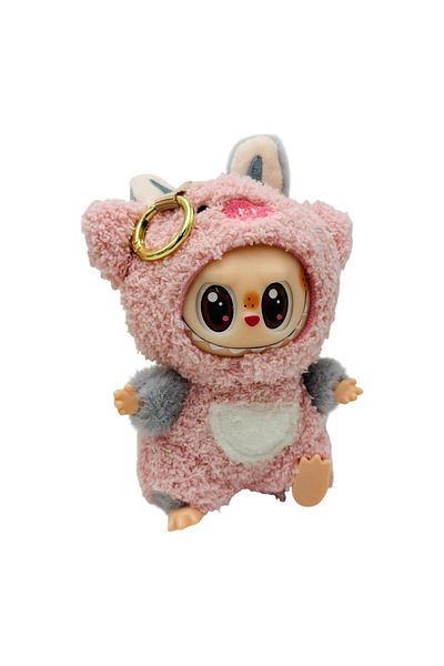 BaoBao Labubu plush pink 18cm – soft and adorable toy, dressed as a cute animal, BaoBao