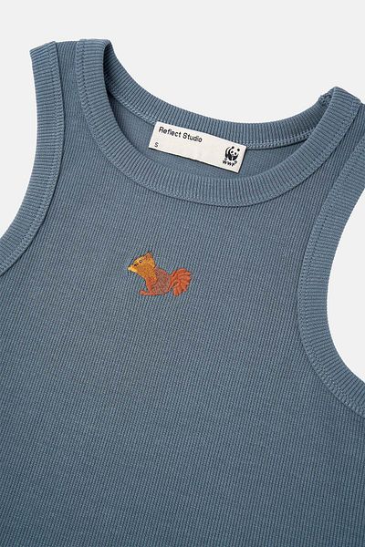 WWF Market Squirrel Halter Neck Ribbed Crop Top - Smoked