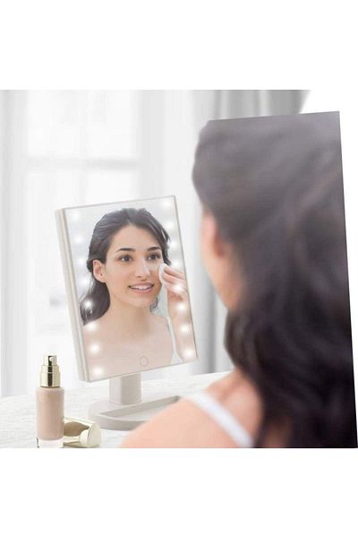 SIKS ® white make-up mirror with 16 LEDs, ON/OFF switch