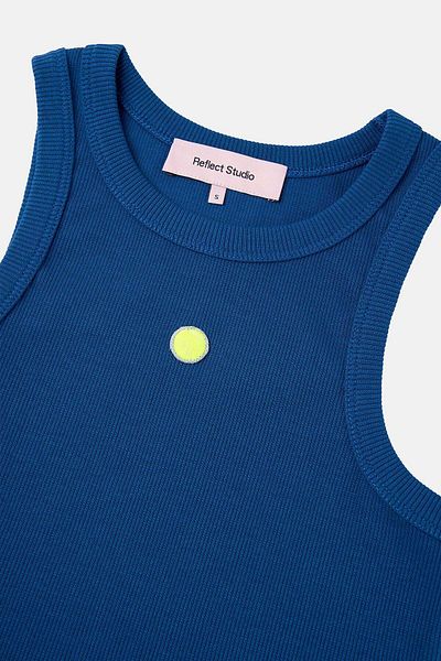 Socrates Dergi Tennis Ball Ribbed Halter Neck Ribbed Crop Top - Light Blue