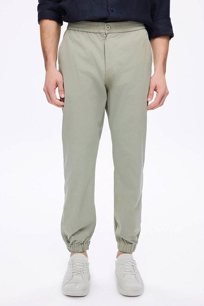 Haşema Green Men's Jogger Pants with Elastic Waist and Cuffs 4023