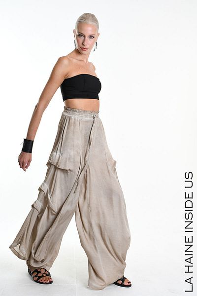 La Haine Inside Us Wide Pants With Drape - - S, Grey